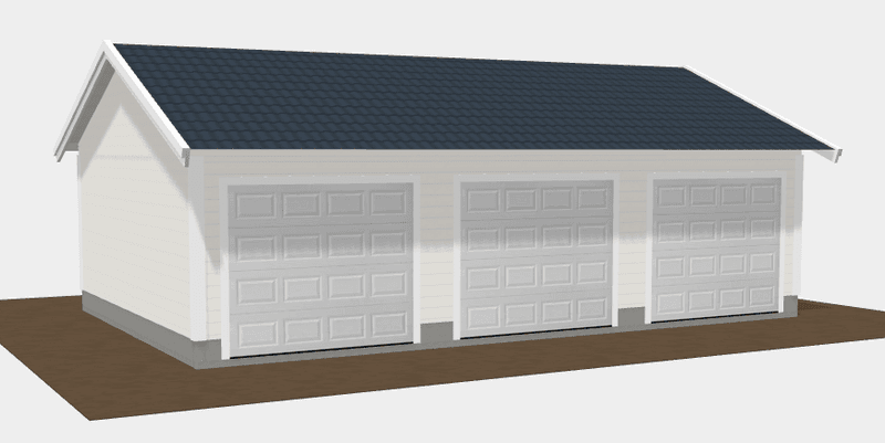 Fleksibel rekkegarasje – 3 meter plasser med saltak og innvendige skillevegger