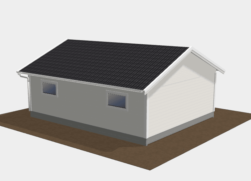 Dobbelgarasje 6,2 × 7,8 m – 22° saltak innkjøring på langside, ferdige elementer