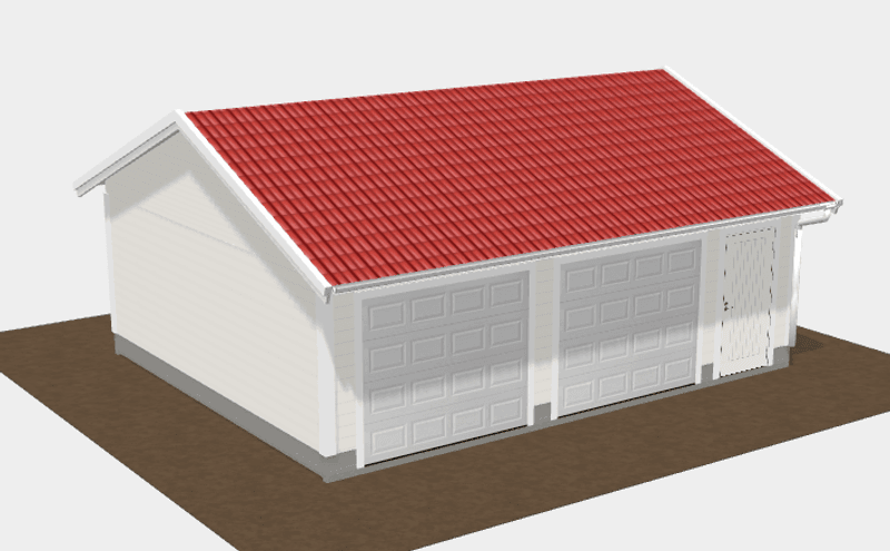 Dobbelgarasje 6,2 × 7,8 m – 22° saltak innkjøring på langside, ferdige elementer