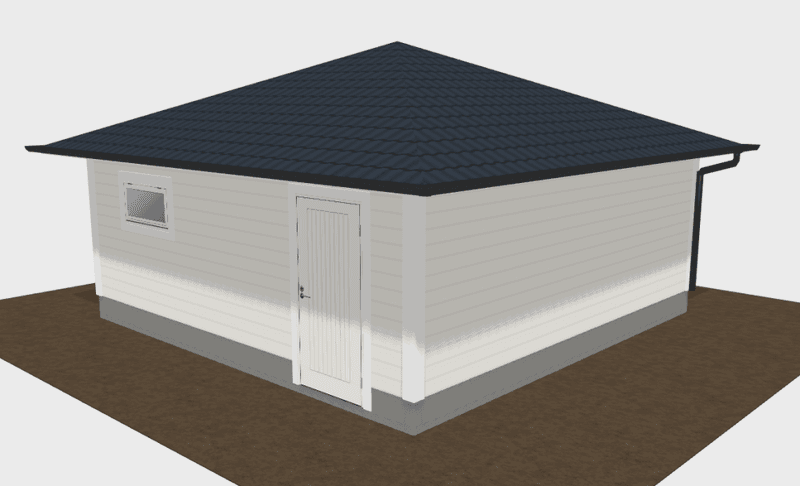 Dobbelgarasje 6,0 × 6,0 m – pyramidetak, ferdige elementer